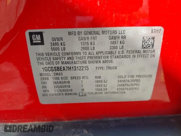 ✅ 2017 Chevrolet Colorado 2WD WT • VIN: 1GCGSBEA7H1312215 • Lot: 41684590. Listed on IAAI with 97,512 mi. Free auction sales archive from the USA and detailed vehicle history report at DreamBid. Image 9.