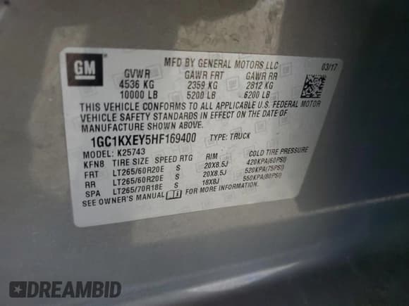 ✅ 2017 Chevrolet Silverado 2500HD High Country • VIN: 1GC1KXEY5HF169400 • Лот: 71471505. Опубликован ранее на Copart с пробегом Не указан. Бесплатный доступ к архиву аукционных продаж из США и подробный отчёт об истории автомобиля на DreamBid. Изображение 12.