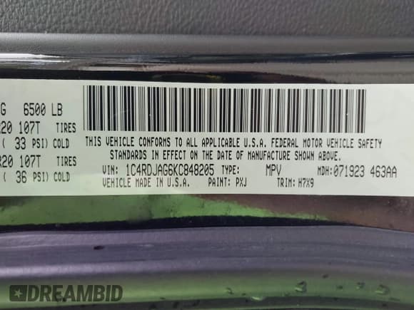 ✅ 2019 Dodge Durango SXT Plus • VIN: 1C4RDJAG6KC848205 • Lot: 43514645. Wystawiony na IAAI z przebiegiem 125 497 mil. Bezpłatny archiwum sprzedaży aukcyjnych z USA i szczegółowy raport historii pojazdu na DreamBid. Zdjęcie 9.