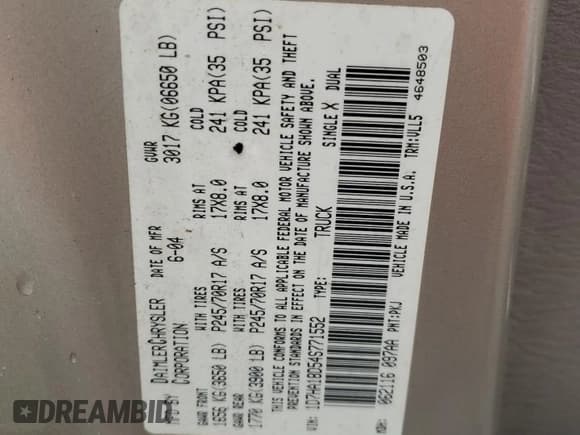 ✅ 2004 Dodge 1500 SLT • VIN: 1D7HA18D54S771552 • Лот: 82744675. Опубликован ранее на Copart с пробегом 360 871 миль. Бесплатный доступ к архиву аукционных продаж из США и подробный отчёт об истории автомобиля на DreamBid. Изображение 12.