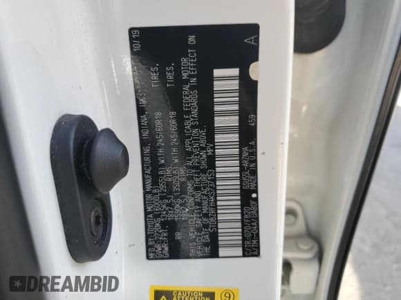 ✅ 2019 Toyota Highlander LE • VIN: 5TDBZRFH4KS737153 • Лот: 82694905. Опубликован ранее на Copart с пробегом 103 822 миль. Бесплатный доступ к архиву аукционных продаж из США и подробный отчёт об истории автомобиля на DreamBid. Изображение 13.