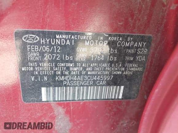 ✅ 2012 Hyundai Elantra GLS • VIN: KMHDH4AE3CU445997 • Лот: 43557389. Опубликован ранее на IAAI с пробегом 141 103 миль. Бесплатный доступ к архиву аукционных продаж из США и подробный отчёт об истории автомобиля на DreamBid. Изображение 9.