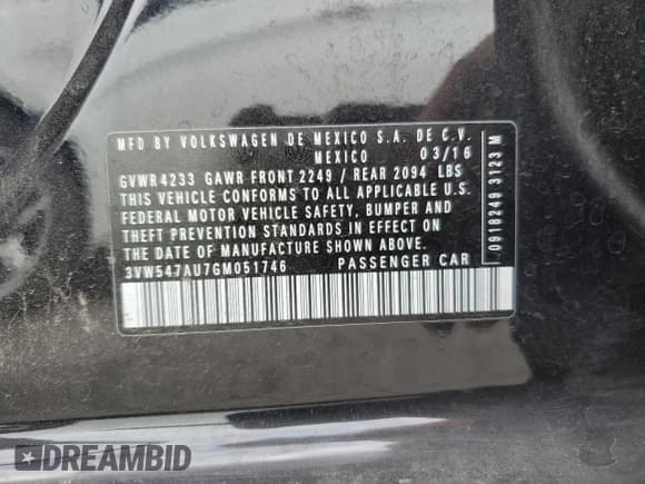 ✅ 2016 Volkswagen Golf GTI S • VIN: 3VW547AU7GM051746 • Лот: 86180695. Опубликован ранее на Copart с пробегом 65 281 миль. Бесплатный доступ к архиву аукционных продаж из США и подробный отчёт об истории автомобиля на DreamBid. Изображение 12.