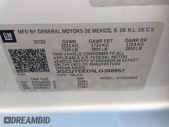 ✅ 2020 Chevrolet Silverado 1500 RST • VIN: 3GCUYEED9LG398957 • Lot: 43138680. Wystawiony na IAAI z przebiegiem Nie podano. Bezpłatny archiwum sprzedaży aukcyjnych z USA i szczegółowy raport historii pojazdu na DreamBid. Zdjęcie 9.