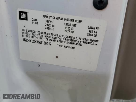 ✅ 2005 Pontiac Bonneville SLE • VIN: 1G2HY52K15U186417 • Лот: 47988565. Опубликован ранее на Copart с пробегом 213 430 миль. Бесплатный доступ к архиву аукционных продаж из США и подробный отчёт об истории автомобиля на DreamBid. Изображение 12.