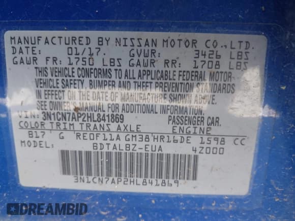✅ 2017 Nissan Versa S • VIN: 3N1CN7AP2HL841869 • Lot: 43337349. Wystawiony na IAAI z przebiegiem 200 251 mil. Bezpłatny archiwum sprzedaży aukcyjnych z USA i szczegółowy raport historii pojazdu na DreamBid. Zdjęcie 9.