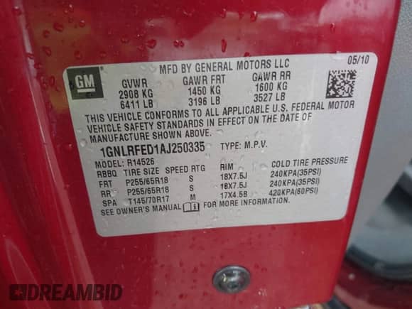 2010 Chevrolet Traverse 1LT с VIN 1GNLRFED1AJ250335, выставлен на аукционе IAAI как лот 43397097 с пробегом 217 273 миль миль и . История ставок и продаж доступна на DreamBid. Изображение 9.