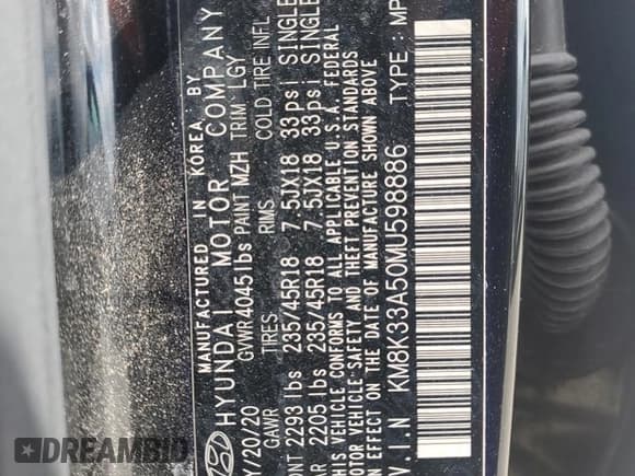 ✅ 2021 Hyundai Kona Limited • VIN: KM8K33A50MU598886 • Лот: 59627654. Опубликован ранее на Copart с пробегом 41 643 миль. Бесплатный доступ к архиву аукционных продаж из США и подробный отчёт об истории автомобиля на DreamBid. Изображение 13.