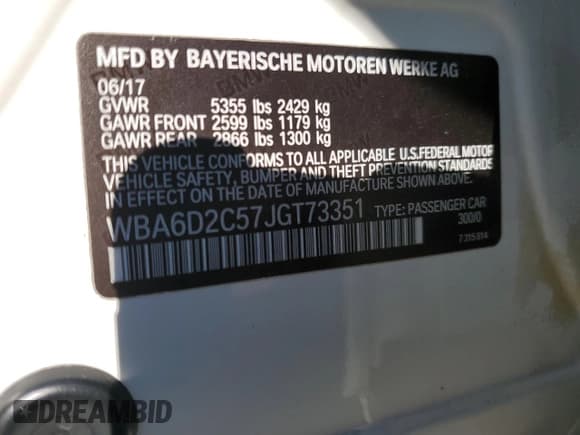 ✅ 2018 BMW 6 Series 640i xDrive • VIN: WBA6D2C57JGT73351 • Lot: 69949143. Wystawiony na Copart z przebiegiem 71 545 mil. Bezpłatny archiwum sprzedaży aukcyjnych z USA i szczegółowy raport historii pojazdu na DreamBid. Zdjęcie 12.