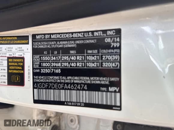 ✅ 2015 Mercedes-Benz GL 550 • VIN: 4JGDF7DE0FA462474 • Lot: 67904575. Listed on Copart with 156,827 mi. Free auction sales archive from the USA and detailed vehicle history report at DreamBid. Image 10.