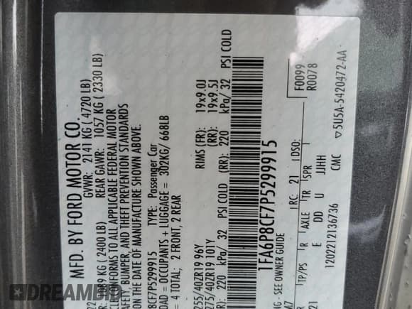 ✅ 2023 Ford Mustang GT • VIN: 1FA6P8CF7P5299915 • Лот: 93604825. Опубликован ранее на Copart с пробегом 36 915 миль. Бесплатный доступ к архиву аукционных продаж из США и подробный отчёт об истории автомобиля на DreamBid. Изображение 12.