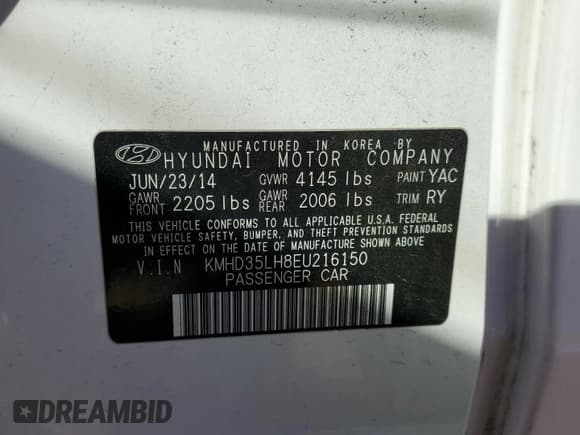 ✅ 2014 Hyundai Elantra • VIN: KMHD35LH8EU216150 • Lot: 87267065. Listed on Copart with 89,334 mi. Free auction sales archive from the USA and detailed vehicle history report at DreamBid. Image 12.