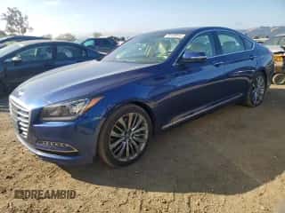 2015 Hyundai Genesis 5.0L with VIN KMHGN4JF5FU059228, listed as a Copart auction lot 73129914 with 59,426 mi miles and Salvage title. Bid and sale history available at DreamBid. Image 1.