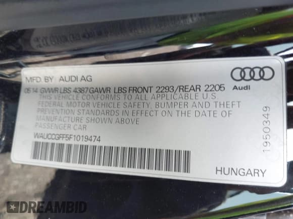 ✅ 2015 Audi A3 Premium Plus • VIN: WAUCCGFF5F1019474 • Лот: 43037103. Опубликован ранее на IAAI с пробегом 100 257 миль. Бесплатный доступ к архиву аукционных продаж из США и подробный отчёт об истории автомобиля на DreamBid. Изображение 9.