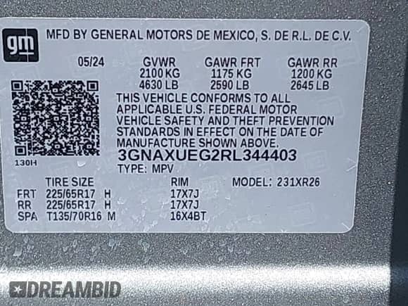 2024 Chevrolet Equinox LT с VIN 3GNAXUEG2RL344403, выставлен на аукционе IAAI как лот 43620910 с пробегом 36 534 миль миль и . История ставок и продаж доступна на DreamBid. Изображение 9.