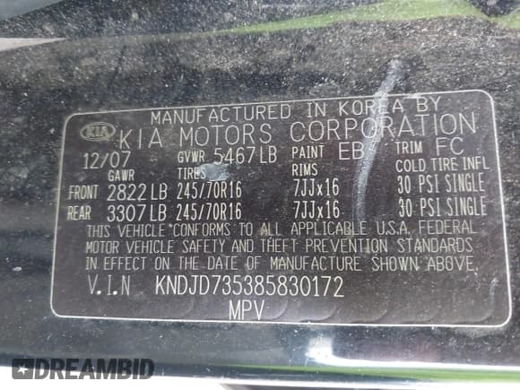 ✅ 2008 Kia Sorento LX • VIN: KNDJD735385830172 • Lot: 43557138. Wystawiony na IAAI z przebiegiem 124 229 mil. Bezpłatny archiwum sprzedaży aukcyjnych z USA i szczegółowy raport historii pojazdu na DreamBid. Zdjęcie 9.