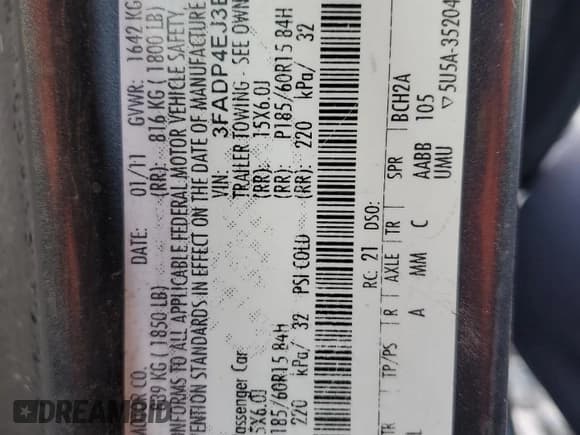 ✅ 2011 Ford Fiesta SE • VIN: 3FADP4EJ3BM178772 • Lot: 42872205. Wystawiony na Copart z przebiegiem 174 240 mil. Bezpłatny archiwum sprzedaży aukcyjnych z USA i szczegółowy raport historii pojazdu na DreamBid. Zdjęcie 12.