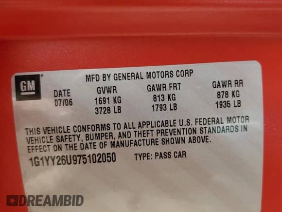 2007 Chevrolet Corvette with VIN 1G1YY26U975102050, listed as a Copart auction lot 85662184 with 64,480 mi miles and Salvage title. Bid and sale history available at DreamBid. Image 13.