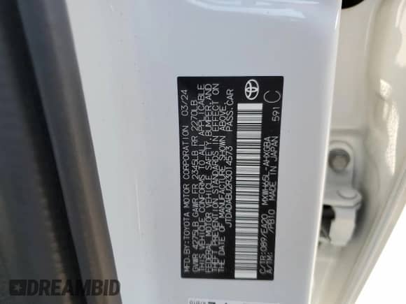 2024 Toyota Prius LE with VIN JTDADABU2R3014573, listed as a Copart auction lot 67264525 with 4,807 mi miles and Non repairable. Bid and sale history available at DreamBid. Image 13.