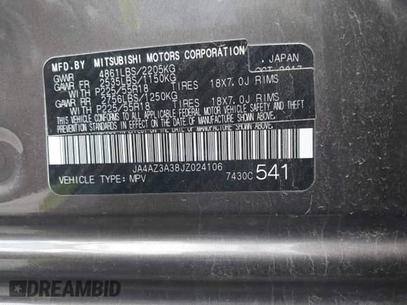 2018 Mitsubishi Outlander ES z VIN JA4AZ3A38JZ024106, wystawiony jako IAAI lot #42309107 z przebiegiem 113 504 mil mil oraz . Historia ofert i sprzedaży dostępna na DreamBid. Obrazek 9.