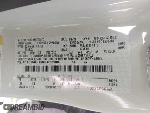 ✅ 2021 Ford Ranger XL • VIN: 1FTER4EH3MLD33900 • Lot: 42865019. Listed on IAAI with 94,464 mi. Free auction sales archive from the USA and detailed vehicle history report at DreamBid. Image 9.