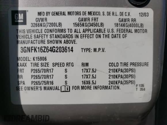 2004 Chevrolet Suburban Z71 z VIN 3GNFK16Z64G203614, wystawiony jako Copart lot #77475454 z przebiegiem 283 333 mil mil oraz Szkoda całkowita • Salvage title. Historia ofert i sprzedaży dostępna na DreamBid. Obrazek 13.