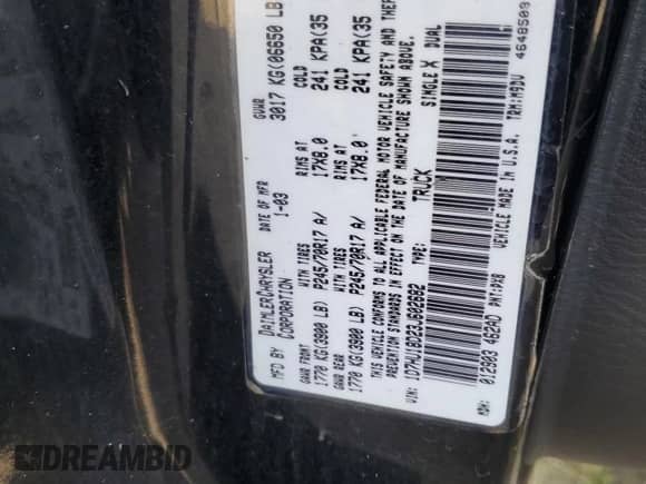 2003 Dodge 1500 ST с VIN 1D7HU18D23J602682, выставлен на аукционе Copart как лот 72347764 с пробегом Не указан миль и Списание • Salvage title. История ставок и продаж доступна на DreamBid. Изображение 12.