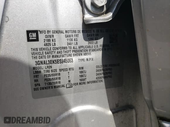 ✅ 2014 Chevrolet Captiva Sport LT • VIN: 3GNAL3EK5ES645063 • Lot: 58773925. Wystawiony na Copart z przebiegiem 147 029 mil. Bezpłatny archiwum sprzedaży aukcyjnych z USA i szczegółowy raport historii pojazdu na DreamBid. Zdjęcie 13.