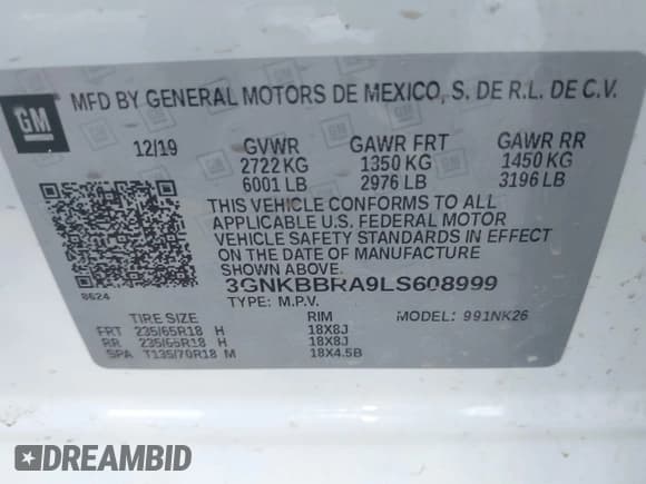 ✅ 2020 Chevrolet Blazer LT • VIN: 3GNKBBRA9LS608999 • Лот: 42783985. Опубликован ранее на IAAI с пробегом 64 317 миль. Бесплатный доступ к архиву аукционных продаж из США и подробный отчёт об истории автомобиля на DreamBid. Изображение 9.