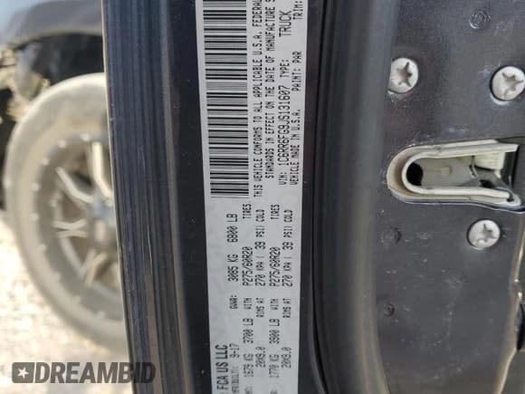 ✅ 2018 Ram 1500 Express • VIN: 1C6RR6FG9JS131607 • Lot: 91502825. Listed on Copart with 137,092 mi. Free auction sales archive from the USA and detailed vehicle history report at DreamBid. Image 12.