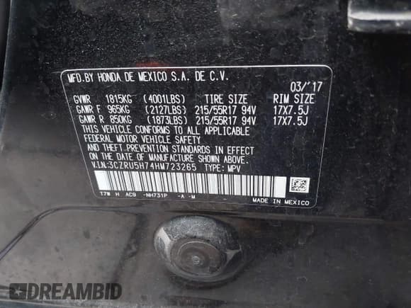 ✅ 2017 Honda HR-V EX-L • VIN: 3CZRU5H74HM723265 • Лот: 43691836. Опубликован ранее на IAAI с пробегом 108 985 миль. Бесплатный доступ к архиву аукционных продаж из США и подробный отчёт об истории автомобиля на DreamBid. Изображение 9.