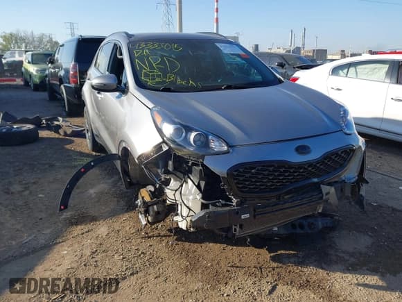 ✅ 2021 Kia Sportage S • VIN: KNDP63AC6M7857055 • Lot: 43333015. Listed on IAAI with 63,673 mi. Free auction sales archive from the USA and detailed vehicle history report at DreamBid. Image 1.