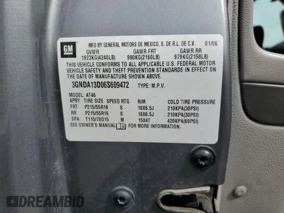 ✅ 2006 Chevrolet HHR LS • VIN: 3GNDA13D06S609472 • Lot: 50634215. Listed on Copart with 216,749 mi. Free auction sales archive from the USA and detailed vehicle history report at DreamBid. Image 14.