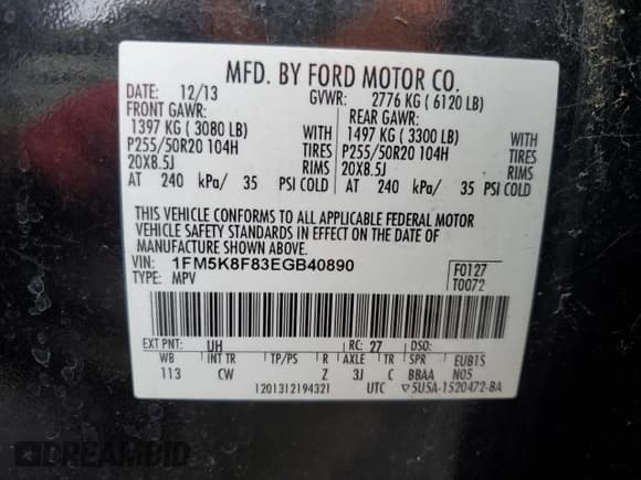 ✅ 2014 Ford Explorer Limited • VIN: 1FM5K8F83EGB40890 • Lot: 92268265. Wystawiony na Copart z przebiegiem 158 494 mil. Bezpłatny archiwum sprzedaży aukcyjnych z USA i szczegółowy raport historii pojazdu na DreamBid. Zdjęcie 13.