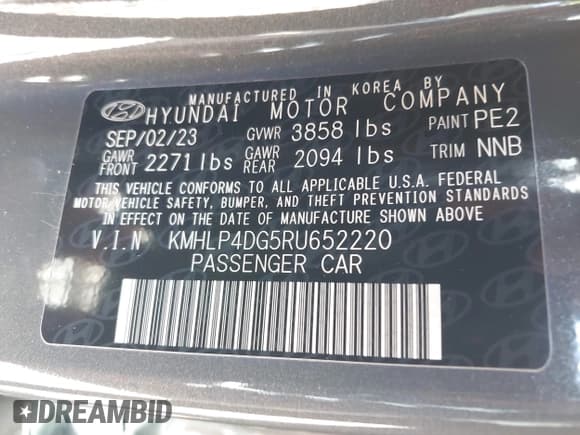 ✅ 2024 Hyundai Elantra Limited • VIN: KMHLP4DG5RU652220 • Лот: 43422072. Опубликован ранее на IAAI с пробегом 14 978 миль. Бесплатный доступ к архиву аукционных продаж из США и подробный отчёт об истории автомобиля на DreamBid. Изображение 9.