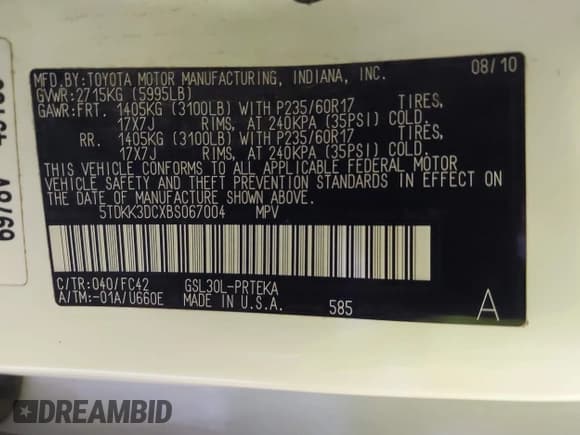 ✅ 2011 Toyota Sienna LE AAS • VIN: 5TDKK3DCXBS067004 • Лот: 43246241. Опубликован ранее на IAAI с пробегом 235 718 миль. Бесплатный доступ к архиву аукционных продаж из США и подробный отчёт об истории автомобиля на DreamBid. Изображение 9.