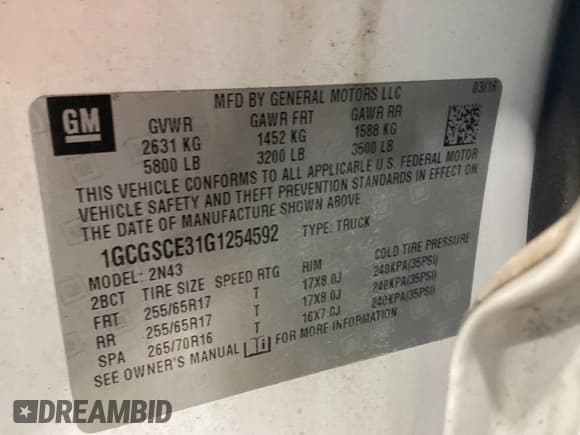 ✅ 2016 Chevrolet Colorado 2WD LT • VIN: 1GCGSCE31G1254592 • Лот: 42808979. Опубликован ранее на IAAI с пробегом 158 019 миль. Бесплатный доступ к архиву аукционных продаж из США и подробный отчёт об истории автомобиля на DreamBid. Изображение 1.