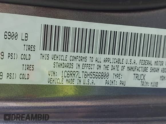 2017 Ram 1500 SLT с VIN 1C6RR7LT6HS566800, выставлен на аукционе IAAI как лот 43330506 с пробегом 128 041 миль миль и . История ставок и продаж доступна на DreamBid. Изображение 9.