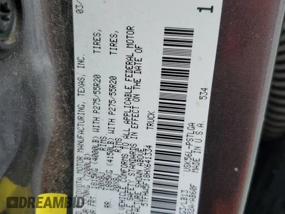 ✅ 2017 Toyota Tundra Limited • VIN: 5TFHW5F18HX641334 • Lot: 42732555. Listed on Copart with 92,403 mi. Free auction sales archive from the USA and detailed vehicle history report at DreamBid. Image 12.