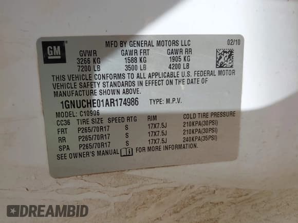 ✅ 2010 Chevrolet Suburban LS • VIN: 1GNUCHE01AR174986 • Lot: 41697401. Listed on IAAI with 333,135 mi. Free auction sales archive from the USA and detailed vehicle history report at DreamBid. Image 9.