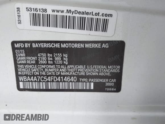 ✅ 2015 BMW 4 Series 428i xDrive • VIN: WBA4A7C54FD414640 • Lot: 39901472. Listed on IAAI with 92,313 mi. Free auction sales archive from the USA and detailed vehicle history report at DreamBid. Image 9.