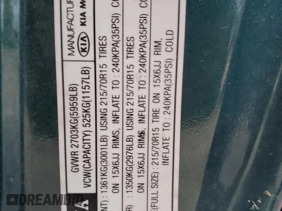 ✅ 2003 Kia Sedona LX • VIN: KNDUP131436436987 • Lot: 51501555. Listed on Copart with Not provided. Free auction sales archive from the USA and detailed vehicle history report at DreamBid. Image 13.