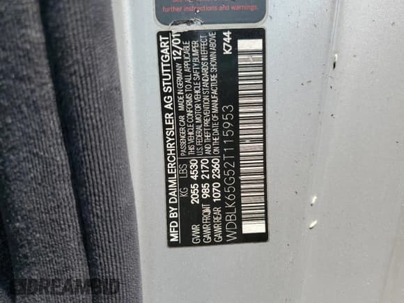 ✅ 2002 Mercedes-Benz CLK 320/430 • VIN: WDBLK65G52T115953 • Lot: 59510165. Wystawiony na Copart z przebiegiem 129 612 mil. Bezpłatny archiwum sprzedaży aukcyjnych z USA i szczegółowy raport historii pojazdu na DreamBid. Zdjęcie 12.