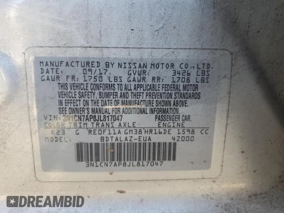 ✅ 2018 Nissan Versa SV • VIN: 3N1CN7AP8JL817047 • Lot: 90464345. Wystawiony na Copart z przebiegiem 128 025 mil. Bezpłatny archiwum sprzedaży aukcyjnych z USA i szczegółowy raport historii pojazdu na DreamBid. Zdjęcie 12.