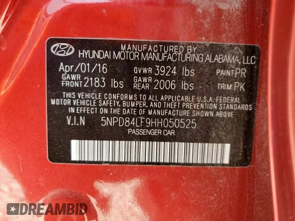 2017 Hyundai Elantra SE с VIN 5NPD84LF9HH050525, выставлен на аукционе Copart как лот 71564335 с пробегом 96 736 миль миль и Списание • Salvage title. История ставок и продаж доступна на DreamBid. Изображение 12.