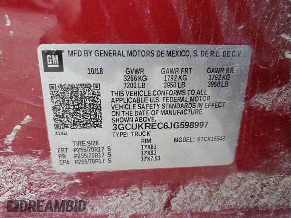 ✅ 2018 Chevrolet Silverado 1500 LT • VIN: 3GCUKREC6JG598997 • Лот: 74445844. Опубликован ранее на Copart с пробегом 128 581 миль. Бесплатный доступ к архиву аукционных продаж из США и подробный отчёт об истории автомобиля на DreamBid. Изображение 12.