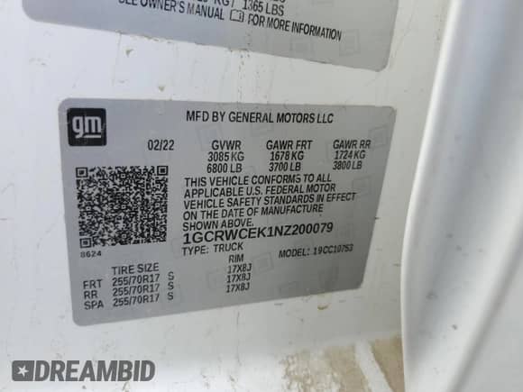 2022 Chevrolet Silverado 1500 LT с VIN 1GCRWCEK1NZ200079, выставлен на аукционе Copart как лот 90914705 с пробегом 20 260 миль миль и Чистый • Clean title. История ставок и продаж доступна на DreamBid. Изображение 13.