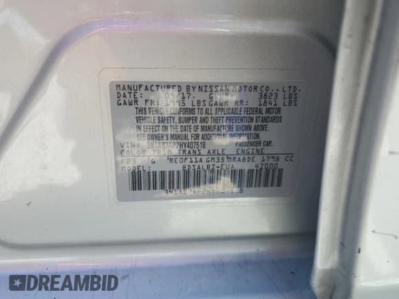 ✅ 2017 Nissan Sentra S • VIN: 3N1AB7AP2HY407518 • Lot: 85944215. Wystawiony na Copart z przebiegiem Nie podano. Bezpłatny archiwum sprzedaży aukcyjnych z USA i szczegółowy raport historii pojazdu na DreamBid. Zdjęcie 12.