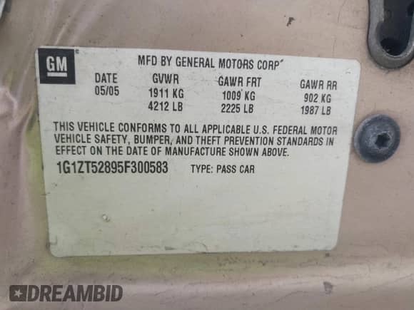 2005 Chevrolet Malibu LS with VIN 1G1ZT52895F300583, listed as a IAAI auction lot 43579786 with 157,634 mi miles and . Bid and sale history available at DreamBid. Image 9.