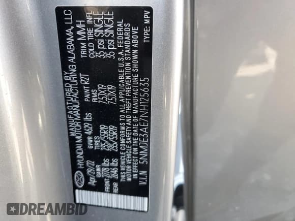 ✅ 2022 Hyundai Tucson Limited • VIN: 5NMJE3AE7NH125635 • Lot: 67481424. Wystawiony na Copart z przebiegiem Nie podano. Bezpłatny archiwum sprzedaży aukcyjnych z USA i szczegółowy raport historii pojazdu na DreamBid. Zdjęcie 13.